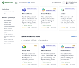 Zdjęcie przedstawiające marketplace z przykładowymi integracjami dla Pipedrive